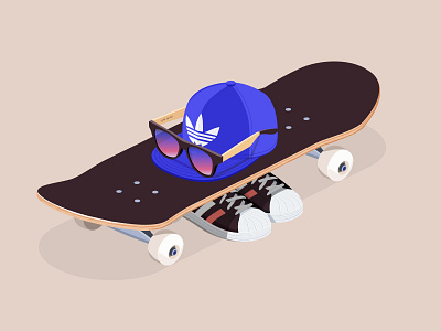 Modern teenage riot adidas cap illustration iso isometric shades skateboard sunglasses teenage