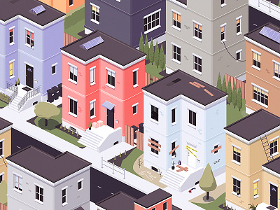 Neighborhood architecture building city illustration iso isometric simcity street