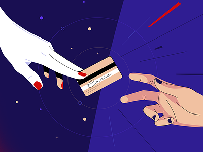 Premium credit card hands illustration vector