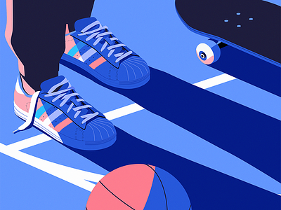 Basket adidas basketball design illustration isometric skateboard sports vector