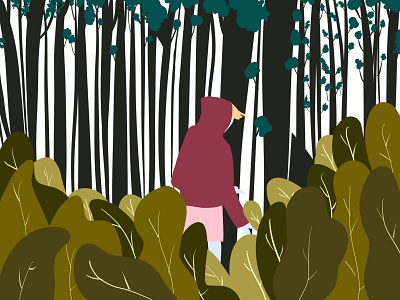 Into the forest characterdesign design flat character forest graphic design illustration landscape nature procreate traveler tree woods