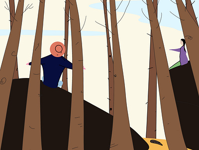 Lost in the Woods characterdesign design digital art flat character graphic design illustration landscape man procreate tree woman