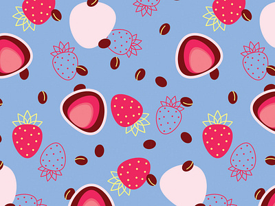 Strawberry Daifuku daifuku illustration mochi pattern art strawberries strawberry vector vector art