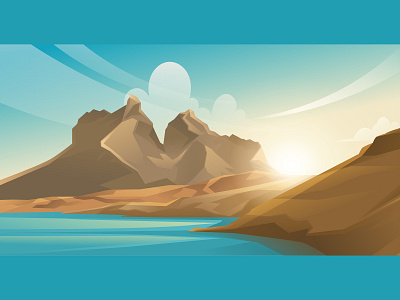 mountain landscape background digital painting graphic design illustration vector