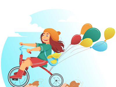 Girl on Bicycle - vector Illustration digital painting graphic design illustration illustrator vector