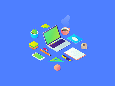 FREE Isometric Illustrations ai free freebies gradient illustrations illustrator isometric plat4m platform vector