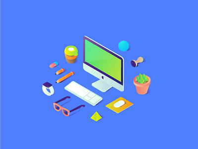 FREE Isometric Illustrations ai free freebies gradient illustration illustrator isometric plat4m platform vector