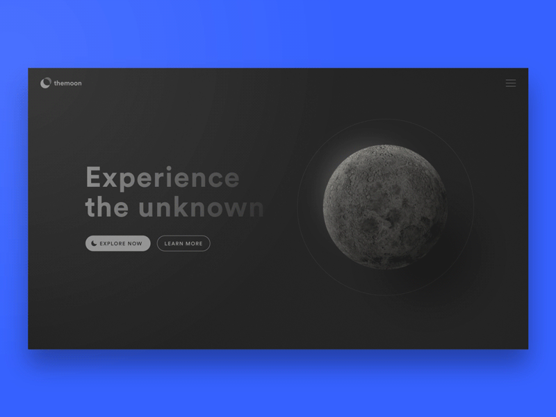 Moon Exploration page - hero concept ae animation cta exploring gif hero landing page microinteraction moon the moon