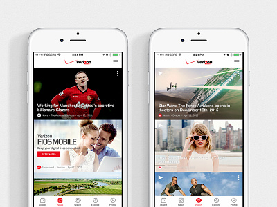 Verizon Start app design ios news verizon video