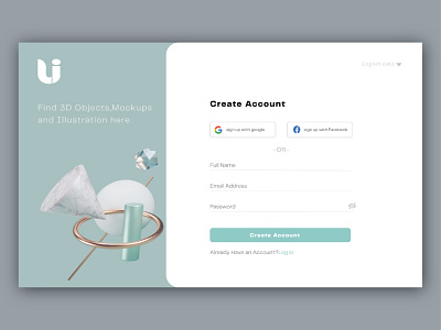 Daily UI #001 - 3D Object, Illustration Sign Up Page appdesign challenge ui design creative design 2021 creative ui design dailyui dailyuichallenge dailyuiinspiration dribbble dribbble ui design dribbble ui interface graphic design logo with ui design ui uidesign uitrends uiux userexperience userinterface uxdesign webdesign ui