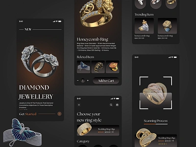 Jewelry Store App premium Design 3d app design app design diamond diamond ring dribbble jewelry shop ecommerce figma gold honeycomb ring jewellery store jewelry shop premium app ui premium design ring shop store ui userinterface ux ux designer