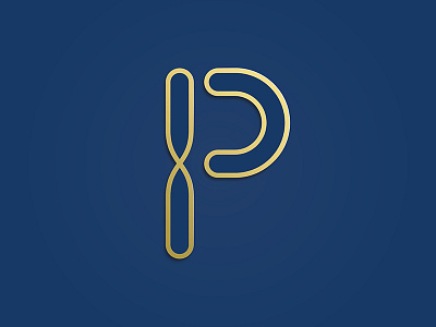P blue concept gold idea logo p