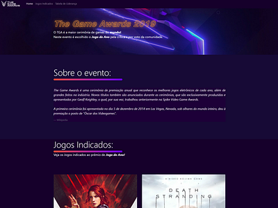 The Game Awards Redesign (HTML + CSS) css design html ui ux webdesign
