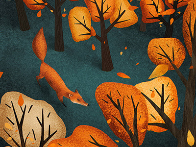 Fox 2d illustration orange print