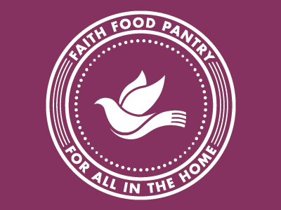 FAITH Food Pantry Logo crest dove food fork icon logo stamp