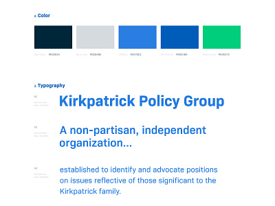 KPG UI Style Guide color grids style guide type typography ui