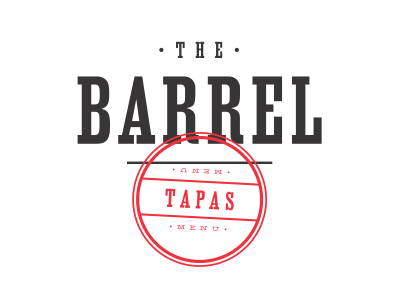 The Barrel Menu black egyptienne menu red type