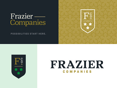 Frazier Co. Branding badge brand branding crest green identity logo shield typography