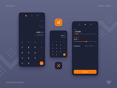 Calculator | Mobile App 004 005 app design figma illustration minimalism ui uidesign ux web