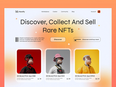 NFTs Landing Page 3d branding crypto design nft ui uiux uiuxdesign webdesign