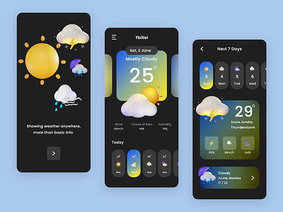 Weather App Design 3d icon clean clean ui design ui uidesign ux uxdesign weather weather app