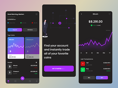 Crypto Currency Wallet App bitcoin clean clean ui crypto crypto app crypto wallet app design ethereum illustration mobile app ui uidesign ux uxdesign
