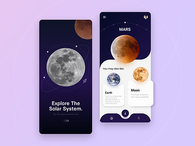 Space App Design Concept clean clean ui concept design mobile app planets solar system space ui uidesign ux uxdesign