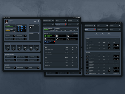 Digital Character Sheet Redesign app dashboard design ui