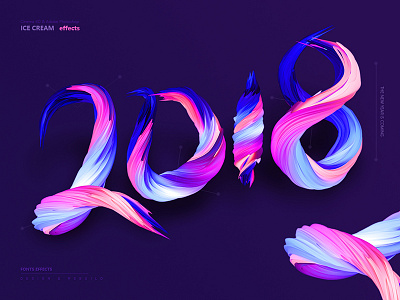 2018 - New Year 2018 c4d font effects
