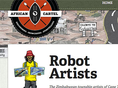 Robot Artist landing page african cartel robot artists