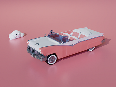 Ford Victoria 1960 3d 3d animation 3d art 3d artist 3d modeling 3dmodel blender car cartoon cloud cute digitalart ford lowpoly lowpoly3d pink pinkcar vintage