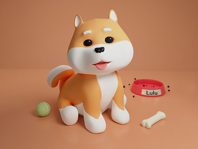 Meet the cutest doge: Lulu! 3d 3dart 3dmodel blender character cute design digitalart dog doge kawaii lowpoly lowpoly3d shiba
