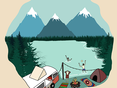 Mountains trip 🏔 design graphic design illustration landscape nature poster procreate typography van