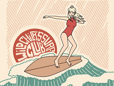 Surf club 1 2d character design design digital art graphic design illustration poster procreate surfing