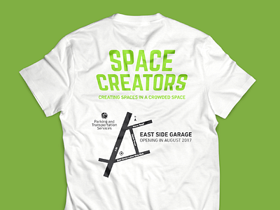 Space Creators car garage inhouse parking pixel space invaders tshirt