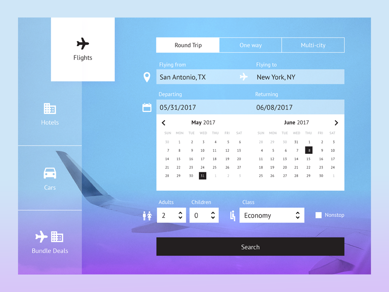 Flight search. Flights search. Mobile UI Design GITHUB java.