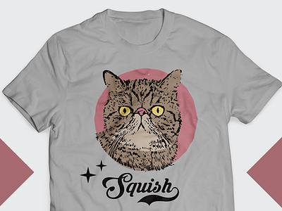 Squish - Cat Tshirt Design cat face squish style tshirt vintage