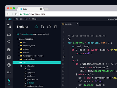 Coder IDE alpha browser cloud code coder design development file ide product ui web