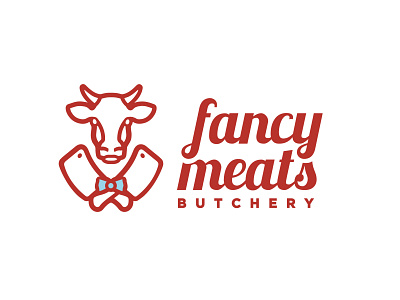 Fancy Meats Butchery brand brand identity branding butcher butchershop clever cow design illustration logo logotype mark symbol typography