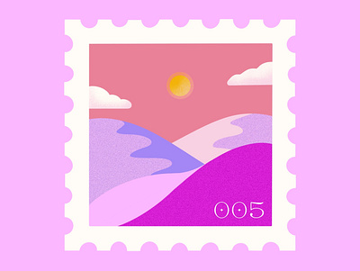 Pink landscape design drawing flatillustration icon illustration landscape logo procreate stamp vector