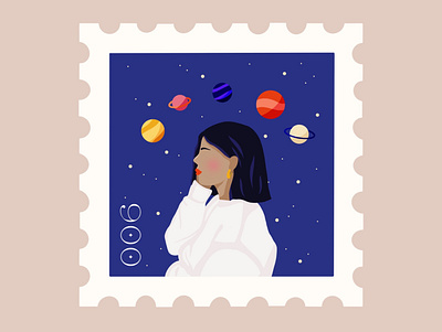 Space Girl design flatillustration icon illustration logo procreate space stamp vector
