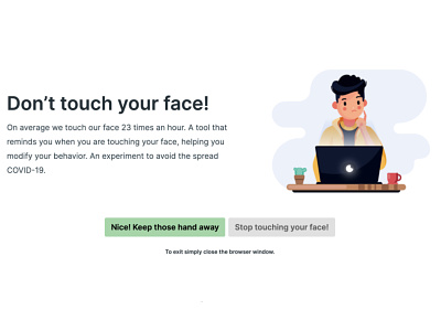 Don't touch your face | Webpage artificial intelligence covid 19 covid-19 covid19 machinelearning prototype ui uidesign ux uxdesign web web design webdesign website website design