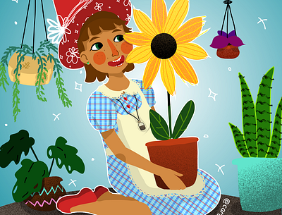 Flower witch adobe illustrator cute illustration plants witch