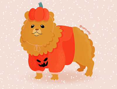 Pompkin adobe illustrator children book illustration childrens illustration cute dog halloween illustration pastel colors pomeranian