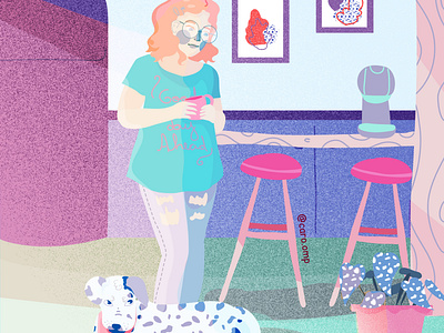 A calm morining adobe illustrator dog illustration pastel colors room illustration vector illustration