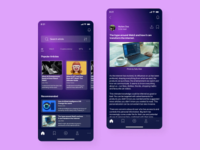 IOS Mobile UI for web3 articles