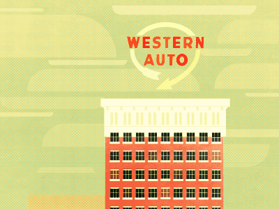 Western Auto Building, Kansas City, MO illustration typography