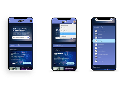 brainly screens app design interface mobile ui streaming app ui uidesign