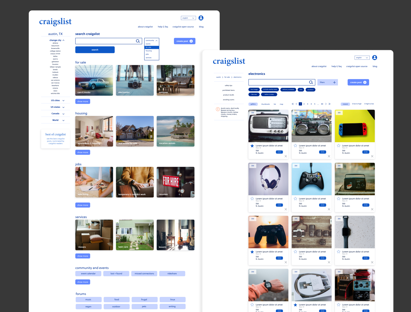 Craigslist Redesign by Kara Ramer on Dribbble