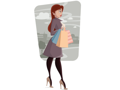 Woman Shopping beautiful beauty cartoon girl illustration shopping vector woman young